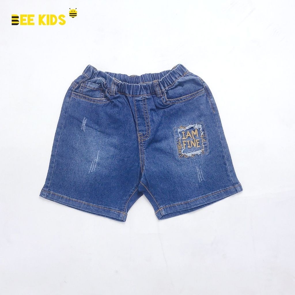 Quần Ngố Bee Kids Cạp Chun Có Túi 2 Bên Thân Trước Mài Họa Tiết Thêu Cho Bé Trai (2 - 14 Tuổi) 8QJ01591CT