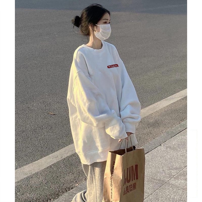 NRVP Áo thun tay dài oversize in họa tiết phong cách Hàn Quốc thời trang cho nữ