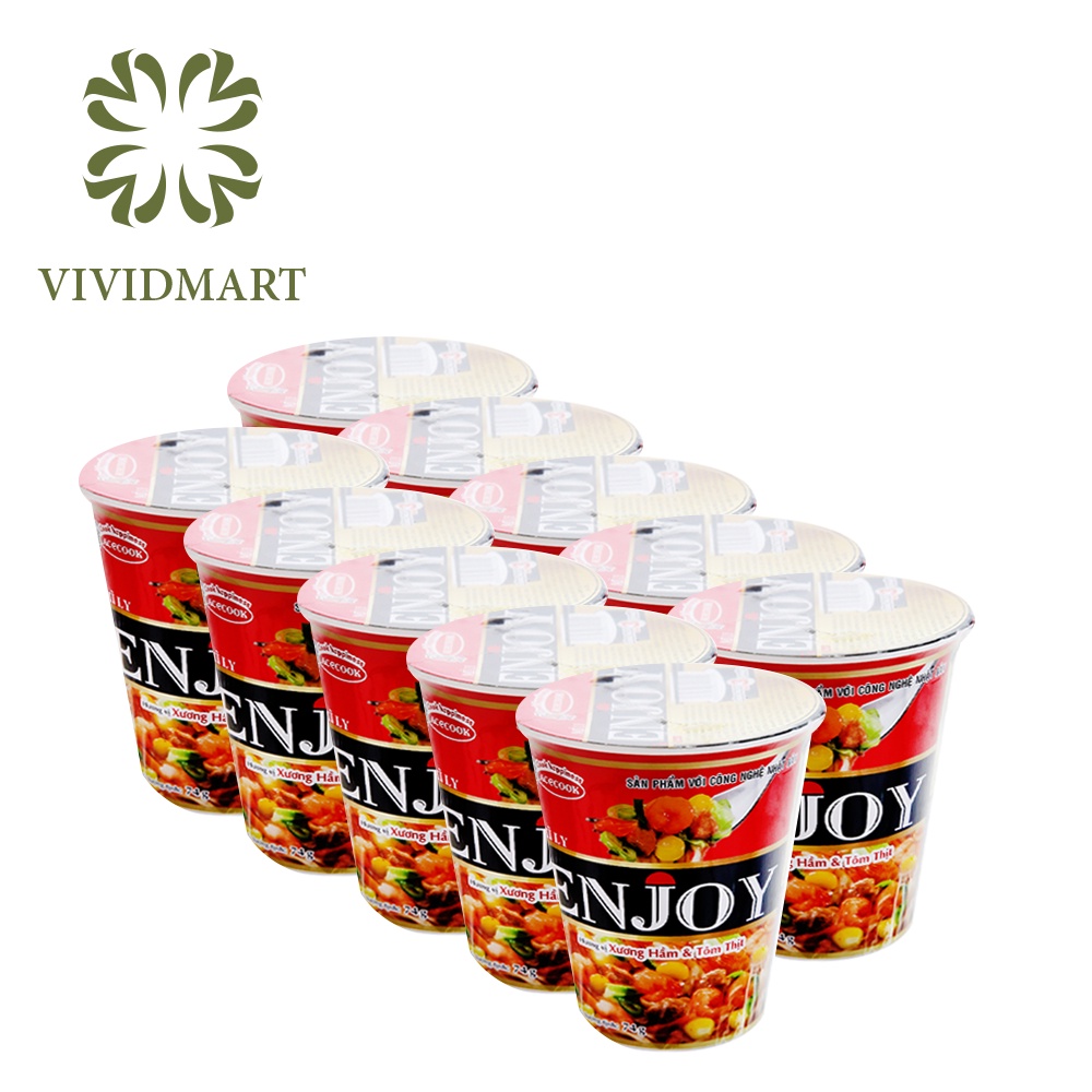 [Combo 10 hộp] MÌ LY ENJOY 02 HƯƠNG VỊ: VỊ LẨU TÔM CHUA CAY, VỊ XƯƠNG HẦM VÀ TÔM THỊT – LY 74g – ACECOOK | BigBuy360 - bigbuy360.vn