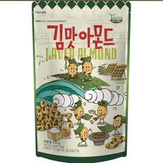 Hạnh nhân tẩm rong biển toms farm 210g