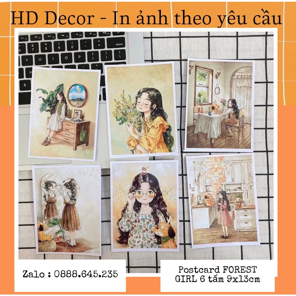 [ FreeShip ] Set postcard thiệp NGHỆ THUẬT Forest Girl có sẵn decor trang trí phòng cực xinh