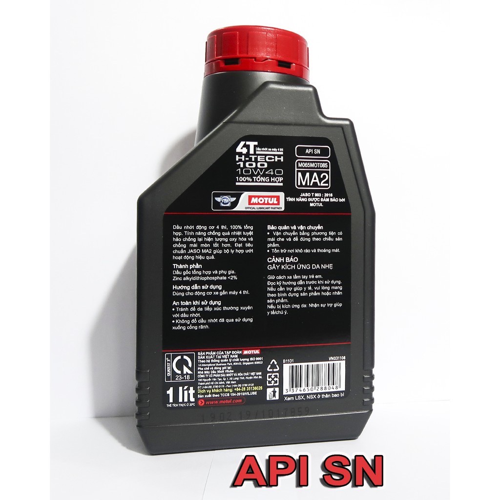 [Mã LIFE1603ALL giảm 10% đơn 0Đ] NHỚT MOTUL H-TECH 100 4T 10W-40 TỔNG HỢP 100% CHÍNH HÃNG