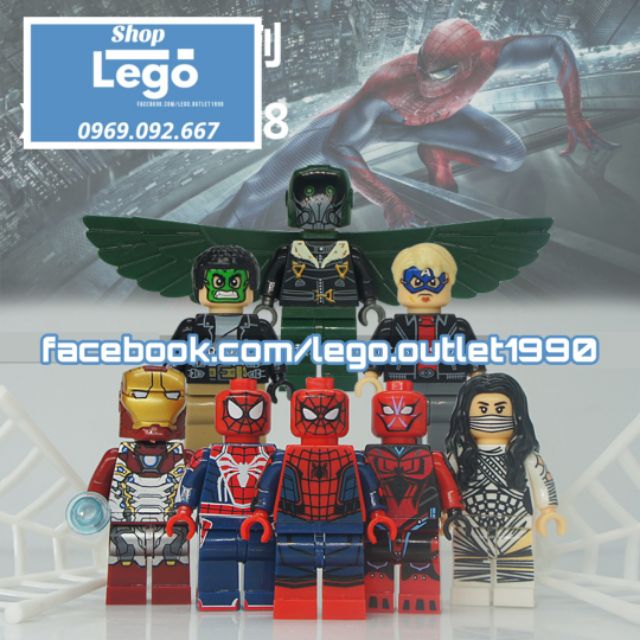 Xếp hình Spider man : Homecoming Vulture Iron Man Silk Masked Robber Spider-Man Lego Minifigures Xinh X0168