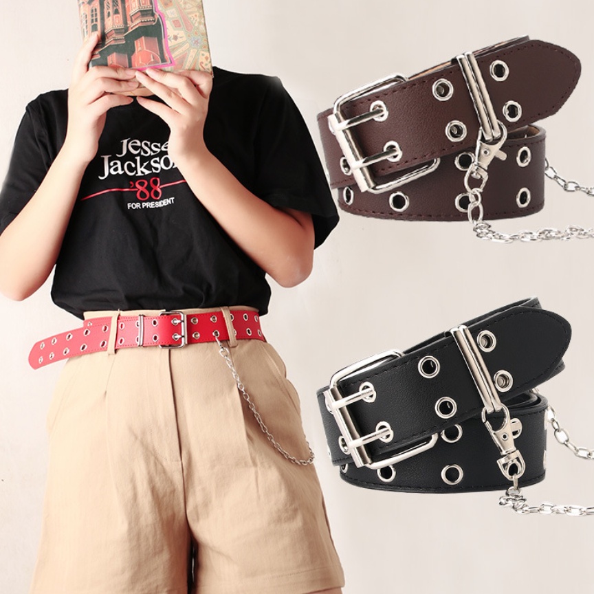 Thắt Lưng Nữ Bản To Kèm Dây Xích Cá Tính TL012 ShopMaySG Dây Lưng Nữ Thời Trang, Dây Nịt Nữ Da PU Khóa Kim Loại Bền Chắc