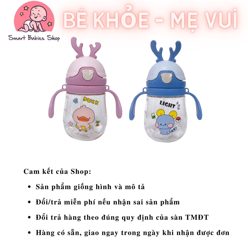 Bình Tập Uống Nước Uống Sữa Cho Bé Có Van Chống Sặc Hình Sừng Hươu Đáng Yêu Hàng Cao Cấp An Toàn Tiện Lợi