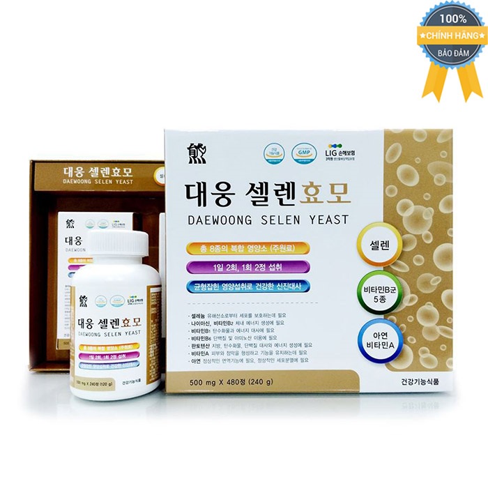 Viên Uống Tăng Cân DAEWOONG  Selen Yeast Hàn Quốc, Hộp 2 Lọ * 240 Viên, Giúp Ăn Ngon, Khỏe Mạnh