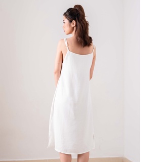 Đầm 2 dây, đầm xuông - chất đũi lụa trơn basic nữ 🌸🌸🌸 Ảnh và video thật