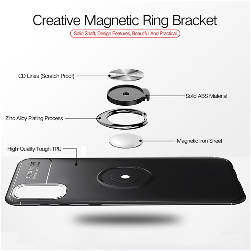 Ốp điện thoại silicon có nhẫn đỡ cho Xiaomi Redmi Note 9S Redmi Note 9 Pro Max