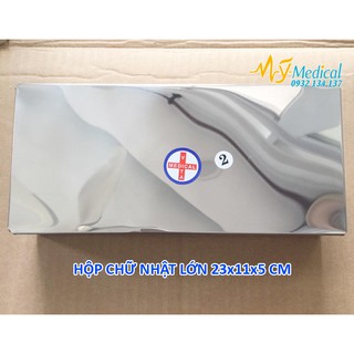 Hộp inox chữ nhật Vinh Tấn dùng trong y tế (đủ size)