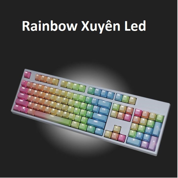 Set Keycap PBT nút bàn phím cơ nhiều phối màu Rainbow , Frostblue , Winter , Pinky phù hợp layout chuẩn Ansi