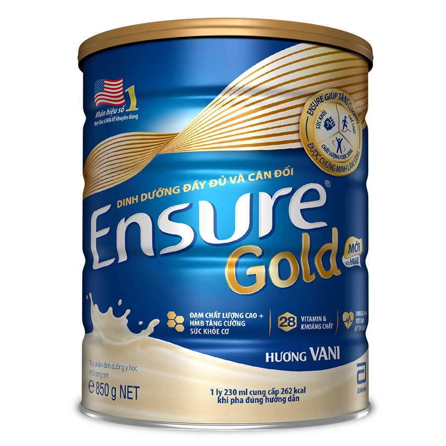 Sữa bột Ensure Gold Abbott hương vani hộp 850g