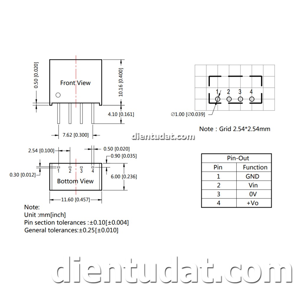 Module Nguồn Cách Ly 12V Ra 5V B1205S - 1W MORNSUN