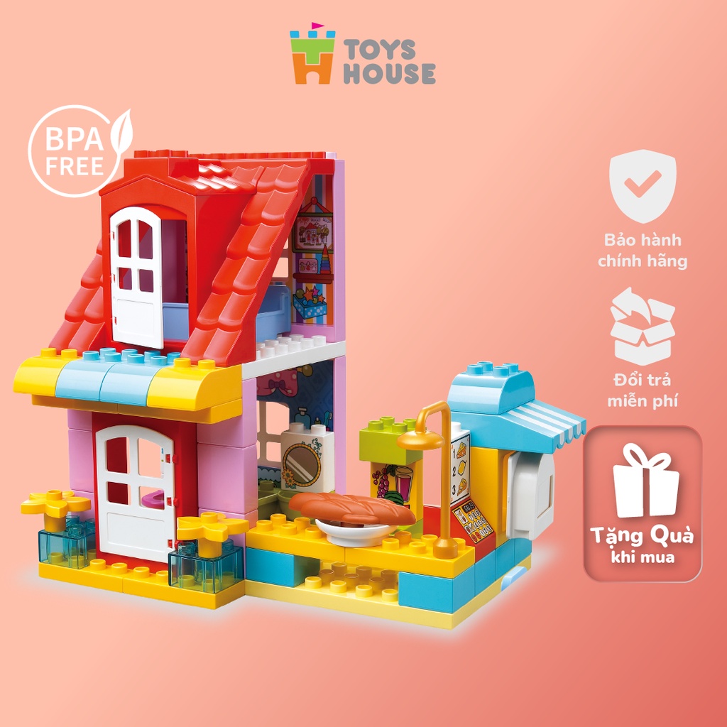 Bộ đồ chơi lắp ghép smoneo duplo cho bé , Cửa hàng thức ăn nhanh vui vẻ 68 chi tiết Toyshouse - 55001