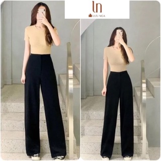 Quần ống rộng suông chất tuyết mưa, Quần dài nữ ống rộng cao cấp