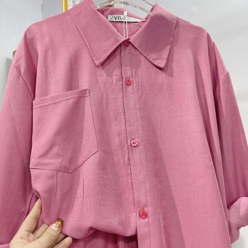 Set bộ đũi áo sơ mi mix quần sooc đùi dáng rộng thụng