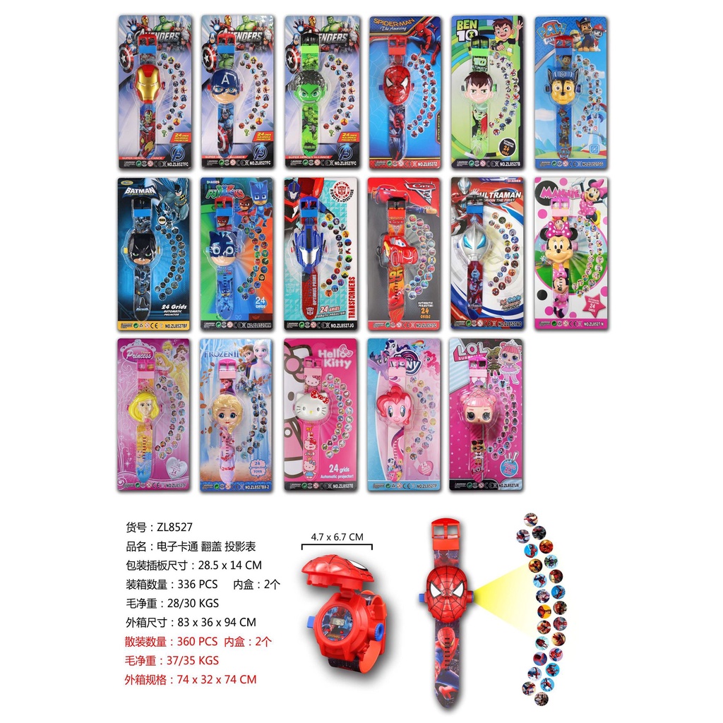 Đồng Hồ Đeo Tay Điện Tử 24 Hình Spiderman Batman Hulk Princess Quà Tặng Cho Bé Trai Và Bé Gái