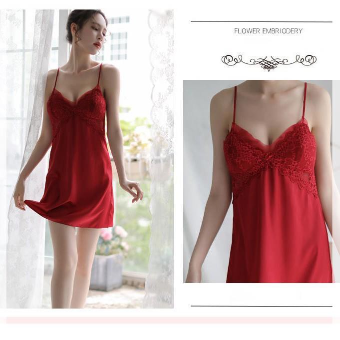 [Lụa Mềm - Sang Xịn] Váy ngủ 2 dây phi lụa kèm đệm mút - đầm ngủ gợi cảm B1026 | BigBuy360 - bigbuy360.vn