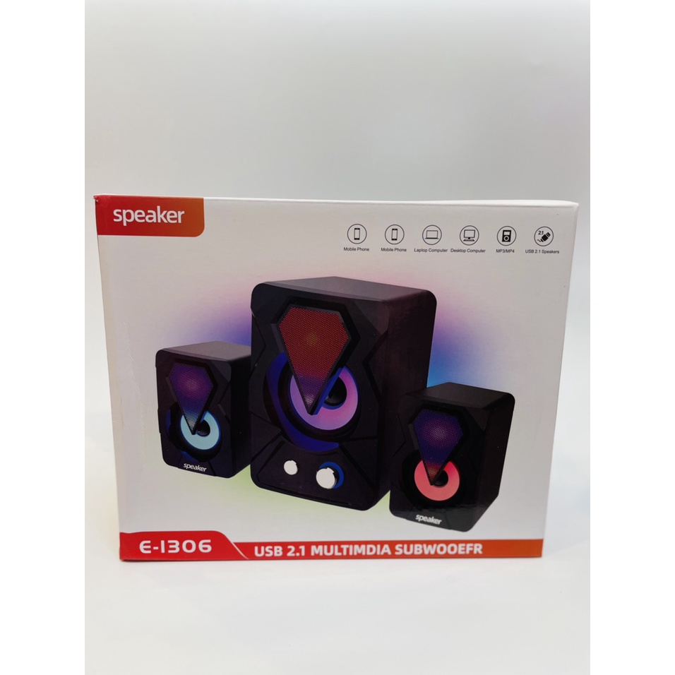 Loa máy tính 2.1 mini để bàn, Loa LED Rgp bass mạnh YST-1307 Nguồn 5v Trực Tiếp Cổng USB cực chất