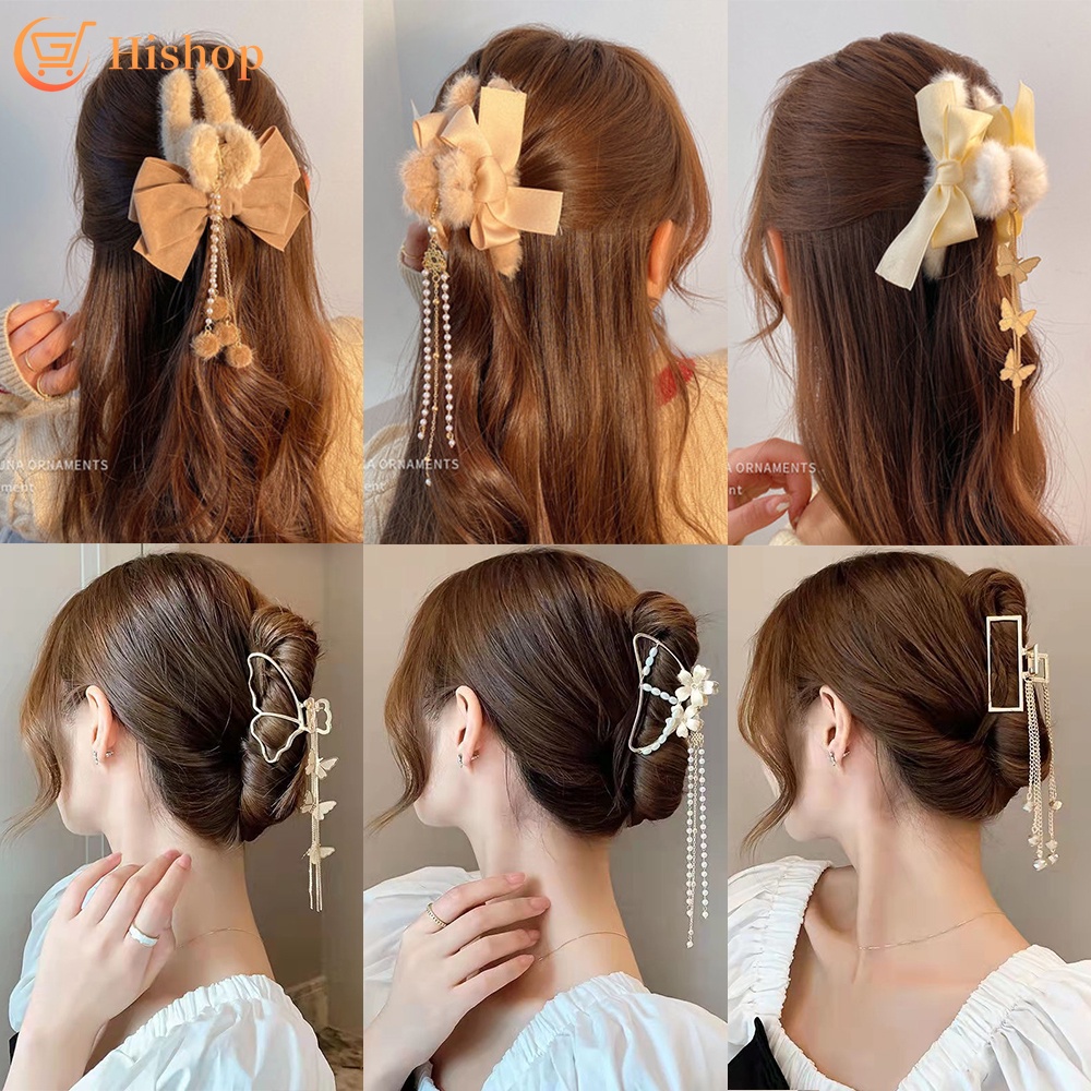 Kẹp Tóc Nơ Nhung Thiết Kế Thanh Lịch Cho Nữ