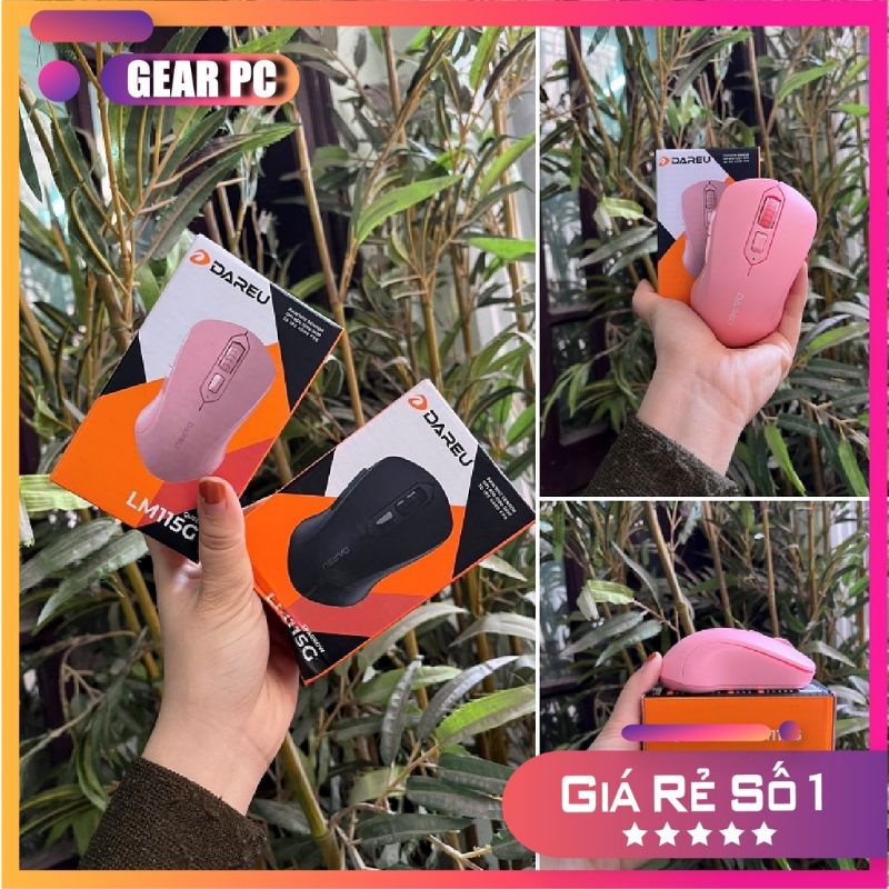 Chuột không dây DAREU LM115G-Mutil color wireless 2.4Ghz Đen/Hồng/Trắng-Hàng chính hãng bảo hành 24 tháng