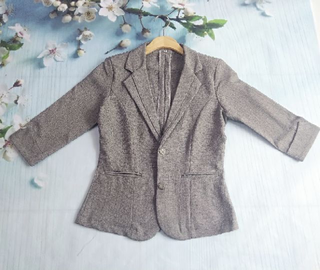 Áo Vest Công Sở tay lỡ màu xám cao cấp vải bố AV029