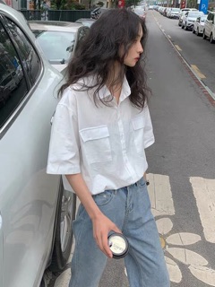 (CLIP THẬT) Áo sơ mi oversize basic cộc tay ulzzang