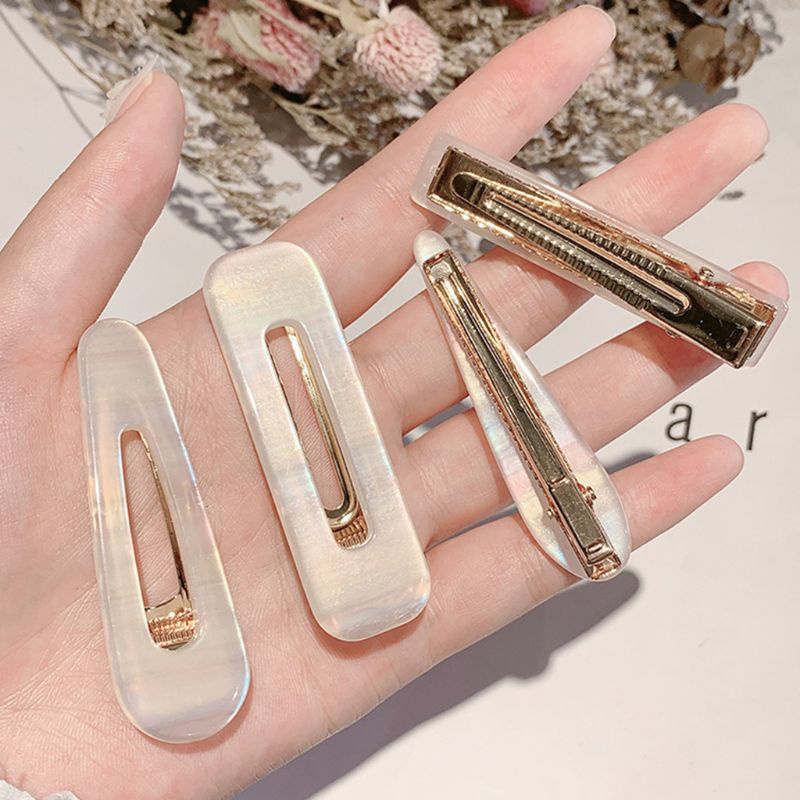 Kẹp Tóc Mái Bằng Acrylic Nhiều Màu Hình Học / Chữ Nhật / Giọt Nước Cho Nữ
