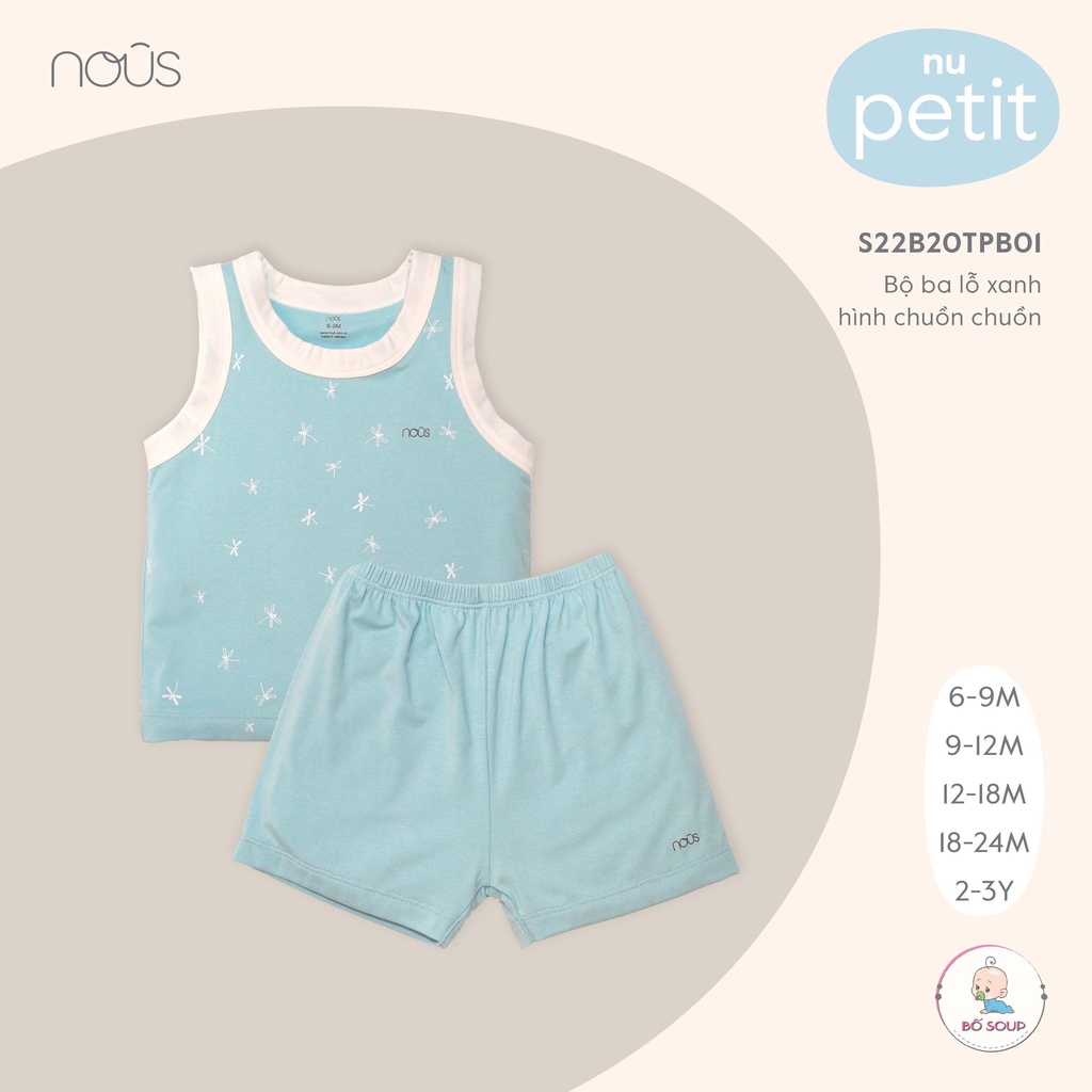 Bộ Quần Áo Ba Lỗ Nous Cho Bé Trai Bé Gái Chất Liệu Petit