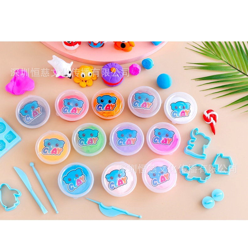 Đất Nặn, Đất Sét Nặn Khô An Toàn Lốc 12/24 Màu Cao Cấp Softclay Nặn Hình, Làm Butter Slime & Bộ Cây Tạo Hình