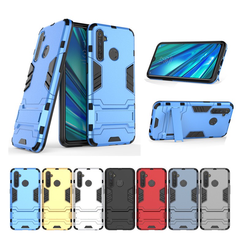 Ốp lưng Realme 5 Pro / Realme Q - Ốp lưng chống sốc Iron Man- Bo viền mặt trước - Chân chống lưng máy tiện lợi