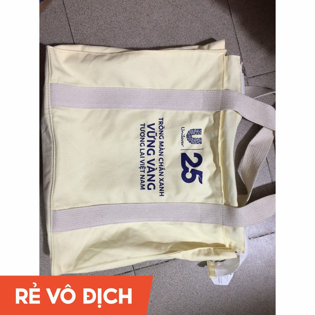 Túi Vải Canvas Cỡ Lớn Khóa Kéo Cá Tính Trẻ Trung(hàng tặng unilver)