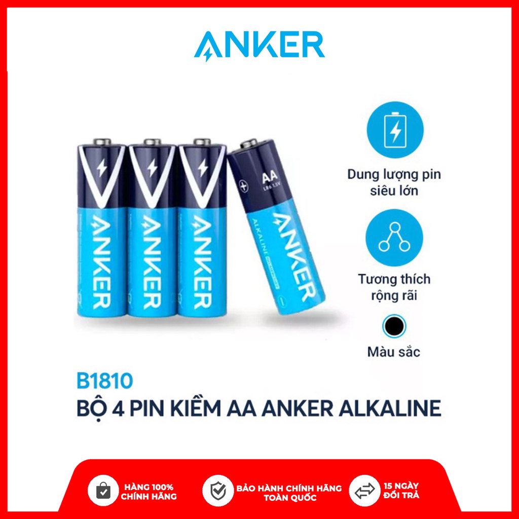Pin Kiềm AA ANKER Alkaline (Bộ 2 Pin/4 Pin) - B1810