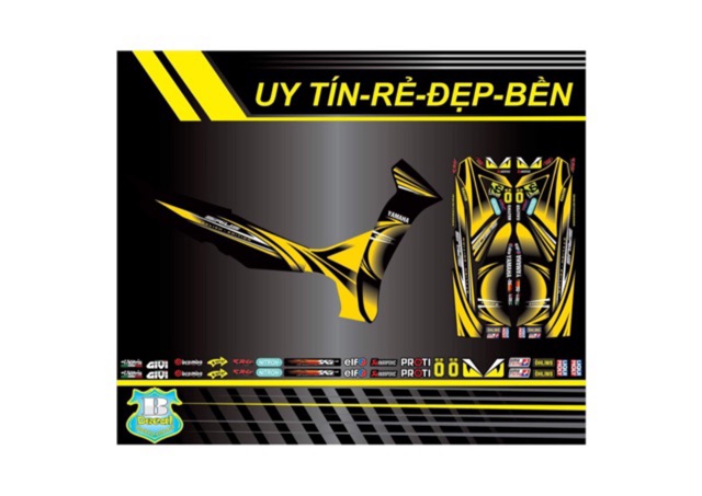 Tem rời Sirius mẫu zin dán xe đen tặng kèm logo