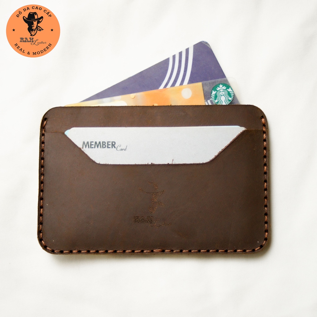 Ví Nam Card Mini Da Bò Sáp Ngựa Màu Nâu Đất - Ram Leather