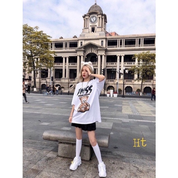 Áo Thun Nam Nữ Cổ Tròn  Unisex Form Rộng Streetwear Gấu B R☘Phông Basic Cotton Oversize Giá Rẻ
