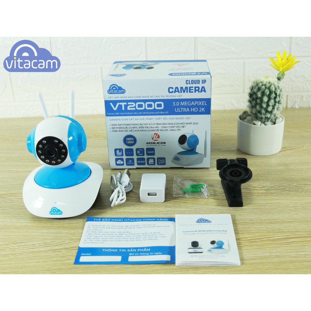 Camera IP Wifi Vitacam VT2000 3.0MP FullHD+ 1536P hồng ngoại ban đêm - đàm thoại 2 chiều (Trắng)