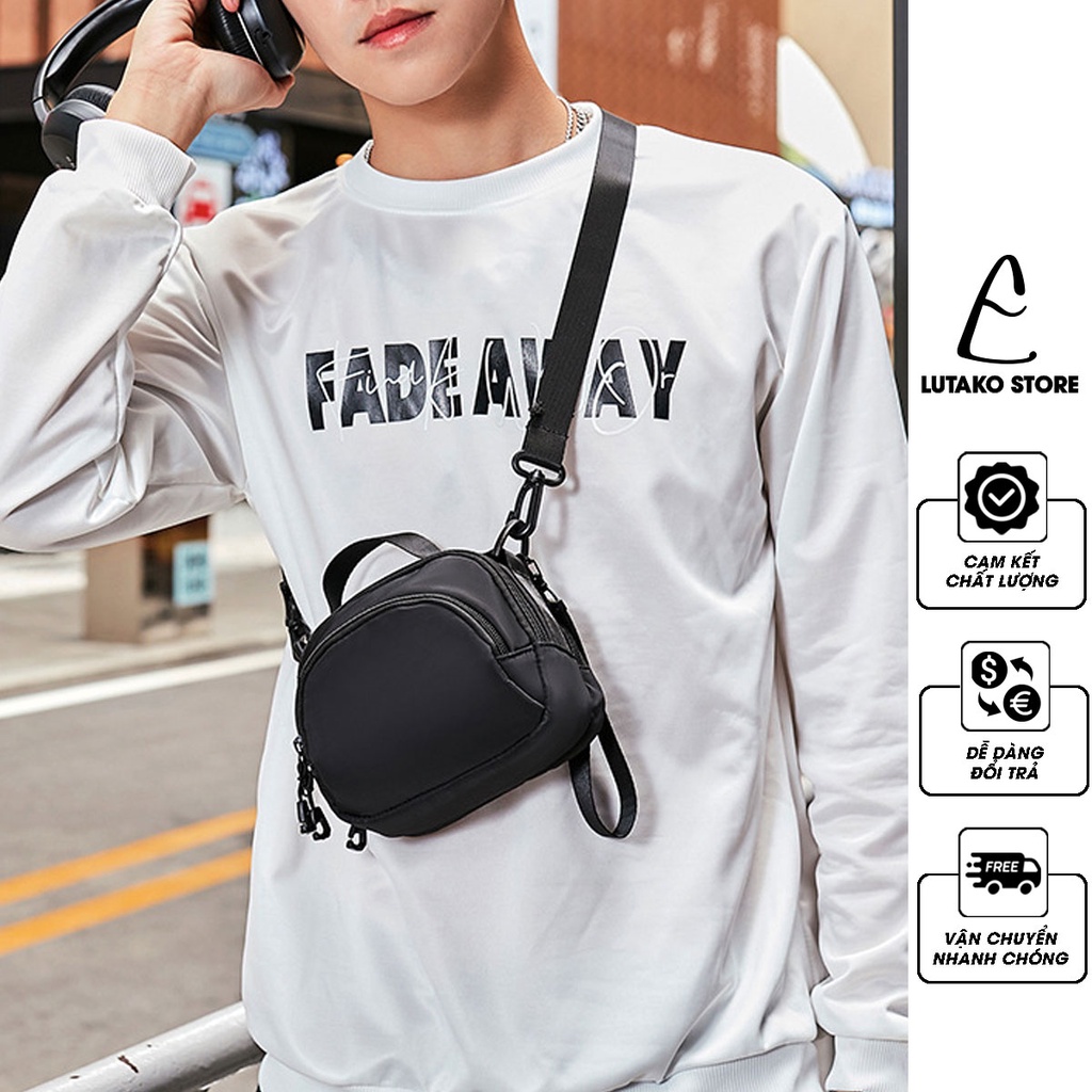 Túi đeo chéo nam mini cao cấp nhiều ngăn phong cách Hàn Quốc nhỏ đẹp thời trang vải Polyester chông nước giá rẻ LUTAKO.