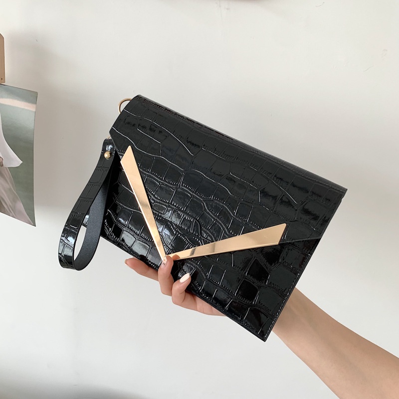 Túi Đeo JASMIN NOIR Chéo Nắp Gập Họa Tiết Da Cá Sấu Có Khóa Cho Nữ