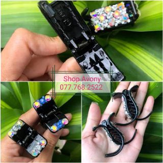 Kẹp tóc càng cua 3 răng đính đá màu