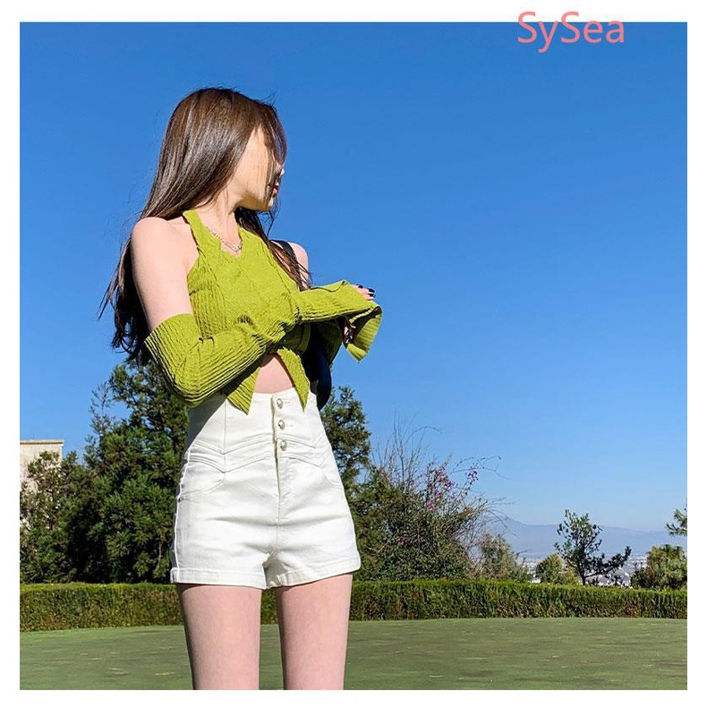 Quần Short Denim Lưng Cao Thời Trang Mùa Hè Dành Cho Nữ