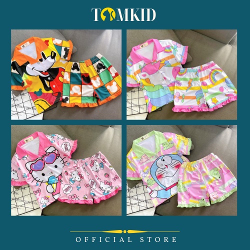 Pijama lửng cho bé gái hàng thun lạnh 3D chuẩn loại 1 9-40Kg TomKids