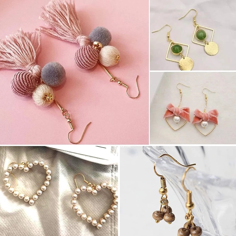 Set 100 Móc Kim Loại Mạ Vàng Bạc 18mm Phụ Kiện Làm Khuyên Tai DIY