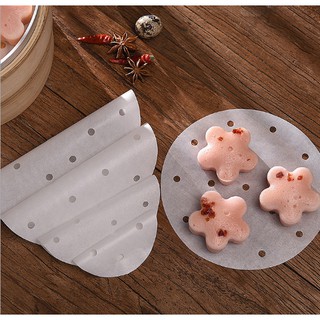 Giấy nến tròn chống dính đục lỗ hấp bánh bao, lót nồi chiên không dầu [100 tờ]