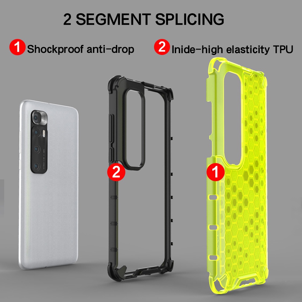 Ốp Điện Thoại PC Cứng Chống Sốc Họa Tiết Tổ Ong Trong Suốt Cho Xiaomi Mi Note 10 10i 10T Pro Ultra Lite A3