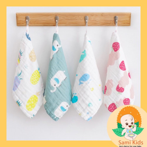 Khăn sữa cho bé loại 6 lớp 100% cotton, khăn xô sữa cho bé sơ sinh, trẻ ăn dặm SAMI KIDS