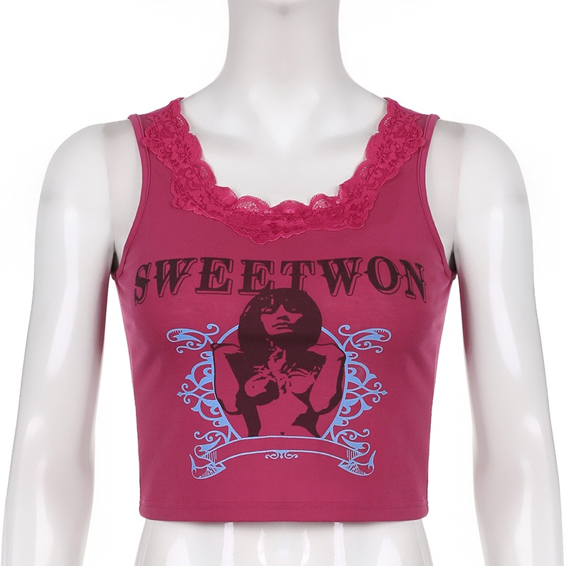 Áo Tank Top In Họa Tiết Ren Thời Trang d0311