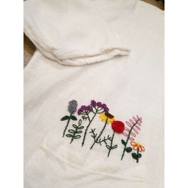 H&N 2hand shop: áo somi vải linen, thêu tay #handmade