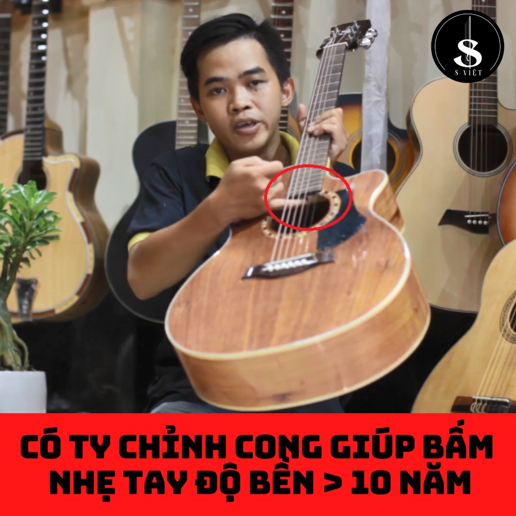 Đàn guitar acoustic gỗ thịt có ty có EQ kết nối loa chính hãng S Việt mã ESAC20