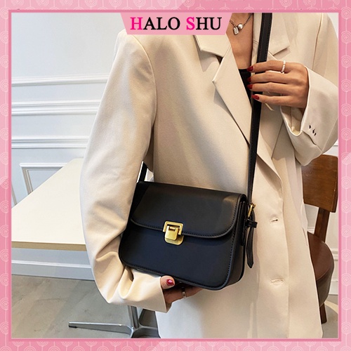 Túi xách nữ đeo chéo dây da dáng hộp đơn giản phù hợp đi chơi HaLo Shu mã DD001