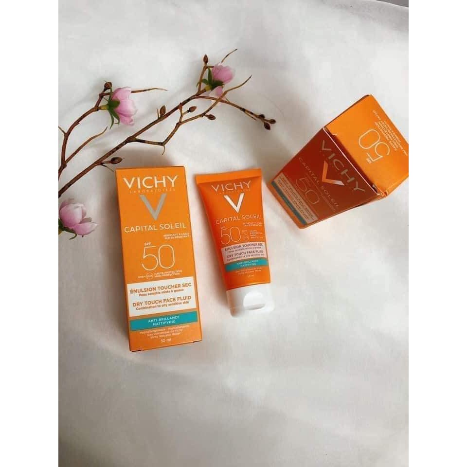 Kem Chống Nắng Vichy Capital Soleil SPF50+ Không Gây Nhờn Rít Không Màu Dành Cho Da Dầu Và Nhạy Cảm 50ml - Balan Shop